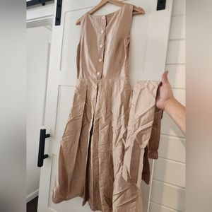 Champagne Pleated Tea Dress